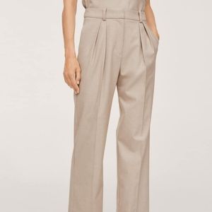 Mango beige pleated suit pants